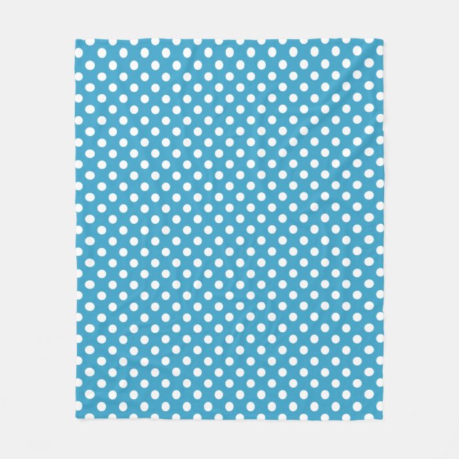 Couverture Polaire Pois blancs sur Arrière - plan bleu Peacock (Devant)