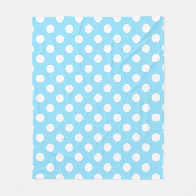 Couverture Polaire Pois blancs sur bleu pâle (Devant)