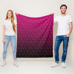 Couverture Polaire Pois blancs sur pourpre et dégradé noir.