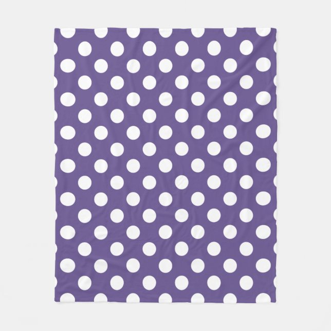 Couverture Polaire Pois blancs sur ultra violet (Devant)