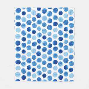 Couverture Polaire Pois bleus, motif aquarelle sans couture.