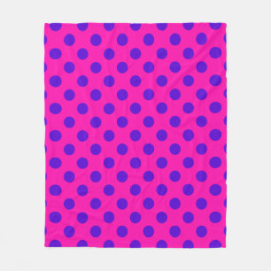 Couverture Polaire Pois bleus sur fuchsia