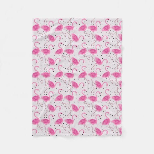 Couverture Polaire Pois de Flamant rose de roses pâles (Devant)