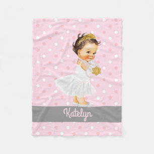 Couverture Polaire Pois de princesse personnalisé par crèche Pink d