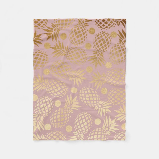 Couverture Polaire pois élégant de motif d'ananas d'or de faux (Devant)