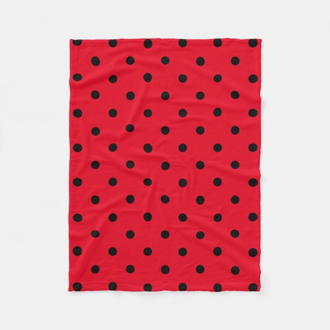 Couverture Polaire Pois en rouge et noir (Devant)