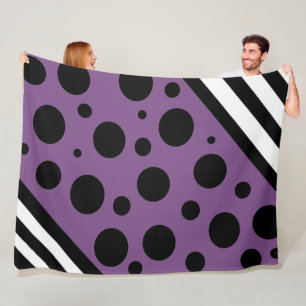Couverture Polaire Pois et rayures violets et noirs