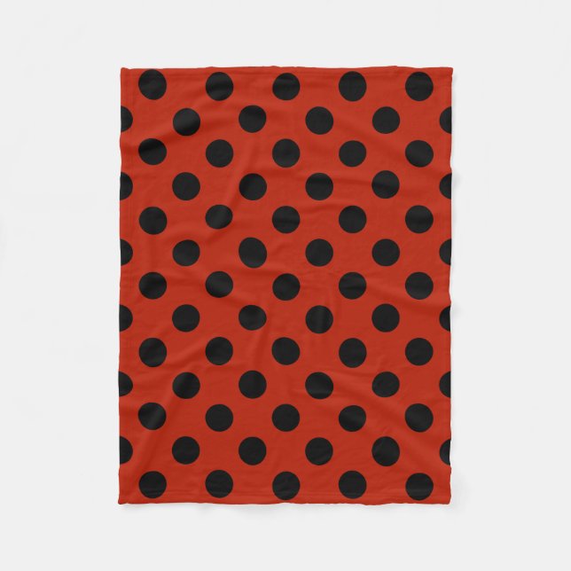 Couverture Polaire Pois noirs en rouge (Devant)