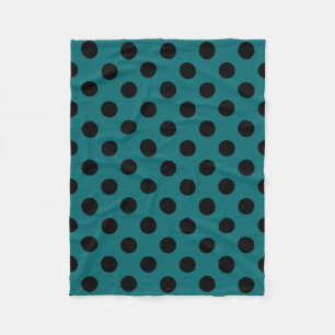 Couverture Polaire Pois noirs en turquoise