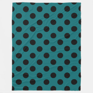 Couverture Polaire Pois noirs en turquoise