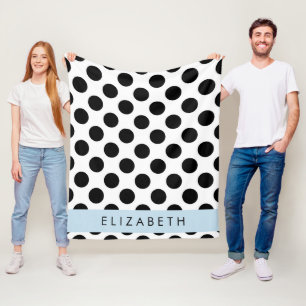 Couverture Polaire Pois noirs et blancs, pointillés, Votre nom