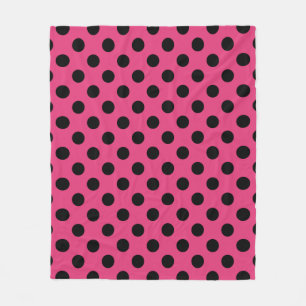 Couverture Polaire Pois noirs sur fuchsia
