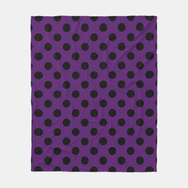 Couverture Polaire Pois noirs sur prune violette (Devant)