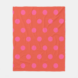 Couverture Polaire Pois rose et rouge orange monogrammé