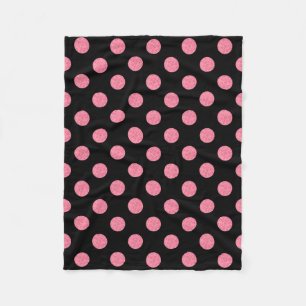 Couverture Polaire pois roses tourbillonnant sur arrière - plan noir