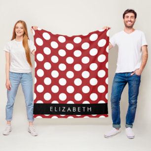 Couverture Polaire Pois Rouges, Motif Polka Dot, Votre Nom