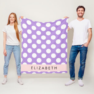 Couverture Polaire Pois violets, Motif Pointe Polka, Votre Nom