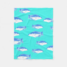 Couverture Polaire Poisson bleu turquoise