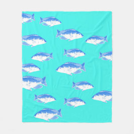 Couverture Polaire Poisson bleu turquoise