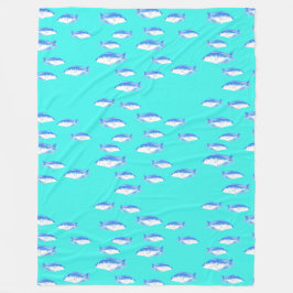 Couverture Polaire Poisson bleu turquoise