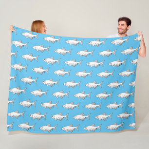 Couverture Polaire Poisson Motif de Minnow bleu