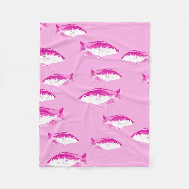 Couverture Polaire Poisson rose (Devant)