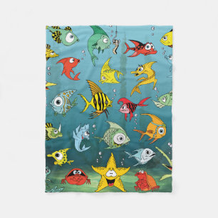 Couverture Polaire Poissons de bande dessinée sous-marins