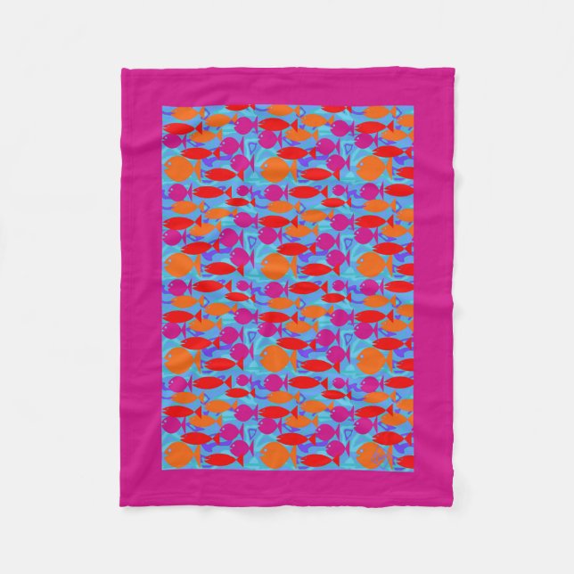 Couverture Polaire Poissons Tropicaux - Blanche-Toison-Petit (Devant)