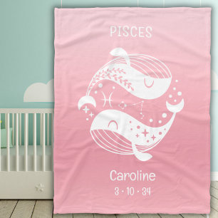 Couverture Polaire Poissons Zodiac Star Nom Birthdate Pink Baby