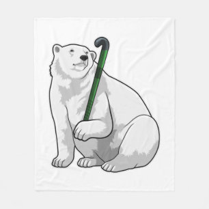 Couverture Polaire Polar bear at Hockey with Hockey stick