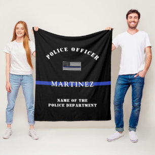 Couverture Polaire Police de la ligne bleue mince Personnalisée Dépar