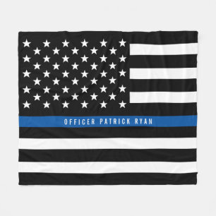 Couverture Polaire Police Ligne Bleue Mince Drapeau Américain Monogr