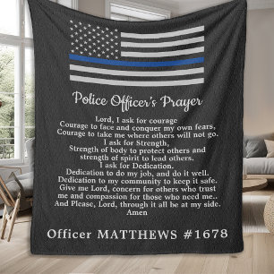 Couverture Polaire Police Officier Prière Faux Cuir Mince Ligne Bleu