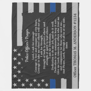 Couverture Polaire Police Officier Prière Gris Cuir Mince Ligne Bleue