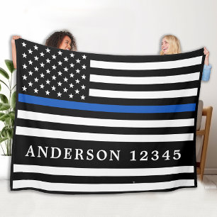 Couverture Polaire Policier Personnalisé Ligne Bleue Mince