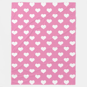 Couverture Polaire Polka Hearts Pink Fleece Blanket