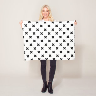 Couverture Polaire Polka noire croise sur blanc