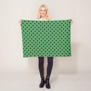 Couverture Polaire Polka noire croise sur vert