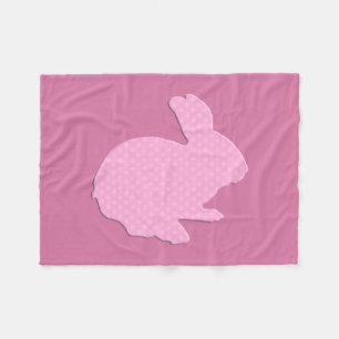 Couverture Polaire Polka rose point Silhouette Bunny polaire Blanche