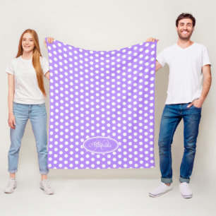 Couverture Polaire Polka violet point personnalisé plaque de nom couv