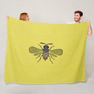 Couverture Polaire Polkadot Jaune Jaune Décor Vintage Abeille de miel