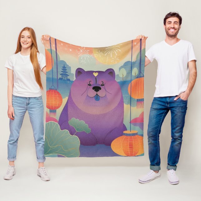 Couverture Polaire POLLY PLUM chow dog (En situation)