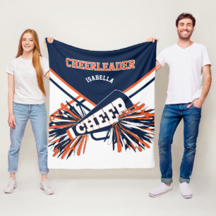 Couverture Polaire Pom-pom girl bleu marine, orange et blanc 📣