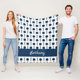Couverture Polaire Pom-pom girl bleu marine Pom Poms & Coeurs Motif