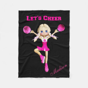 Couverture Polaire Pom-pom girl Bravo Personnalisé Rose & Noir