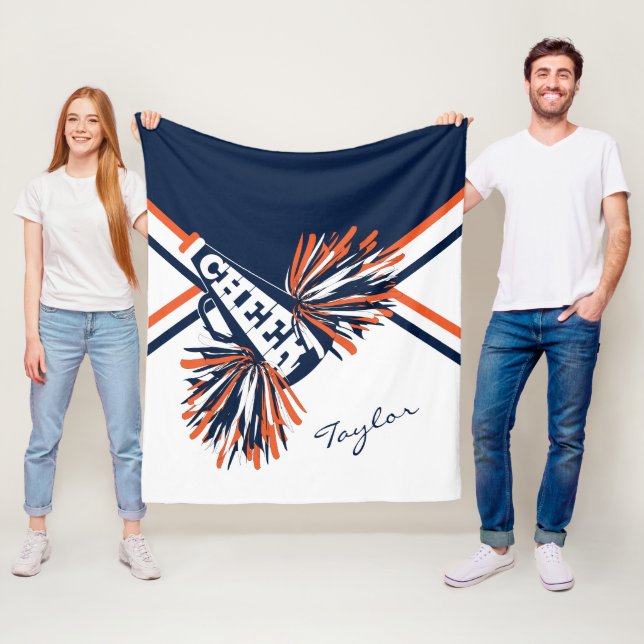 Couverture Polaire Pom-pom girl - Marine, Orange, Blanc (En situation)