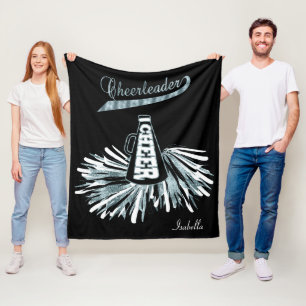 Couverture Polaire Pom-pom girl 💖 - Parties scintillant bleue et n