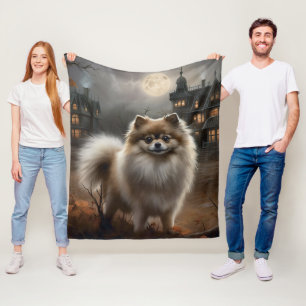 Couverture Polaire Pomeranian Halloween Épouvantable