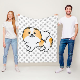 Couverture Polaire Pomeranian Parti-Coleur Orange Chien Mignon & Patt