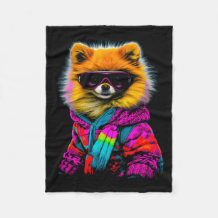 Couverture Polaire Poméranie Chien Sports d'hiver Ski Snowboard